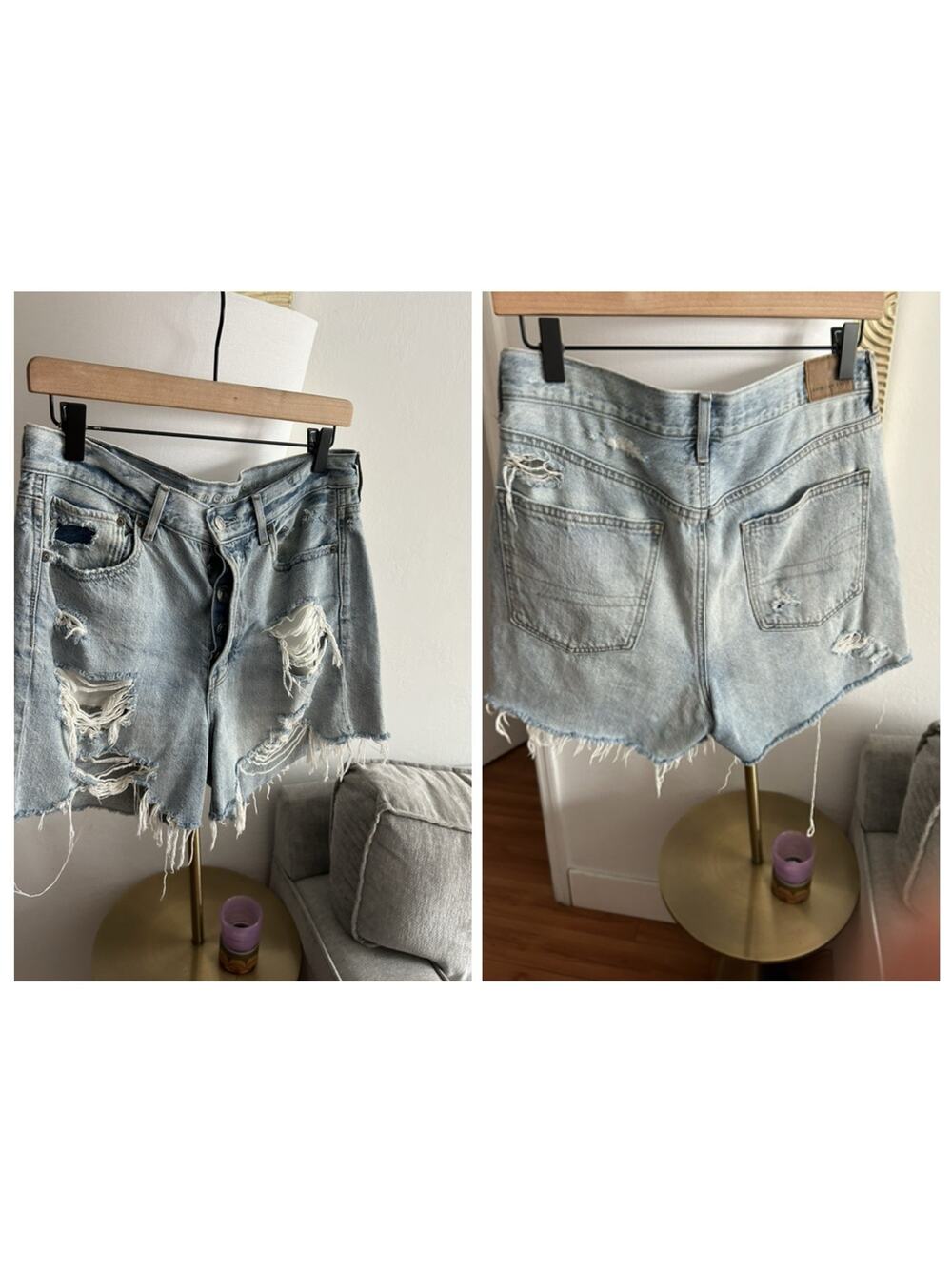 American Eagle 90s Boyfriend Mid Length Shorts Womens Size 8 Distressed